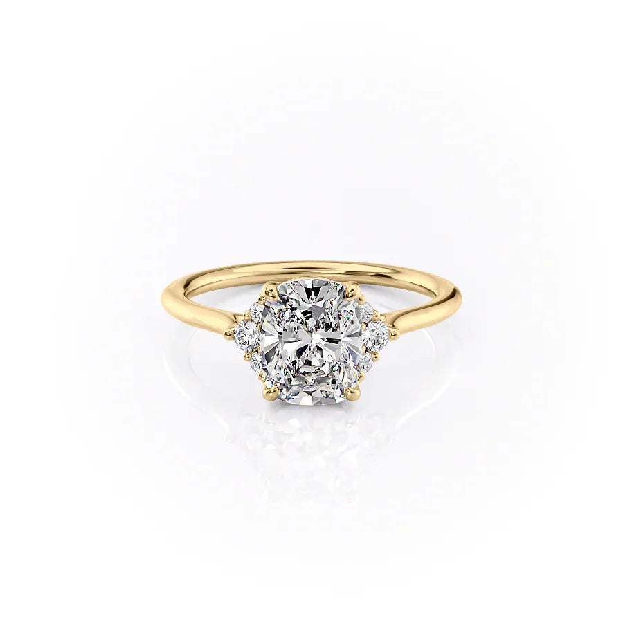 The Victoria Set With A 1.5 Carat Elongated Cushion Lab Diamond