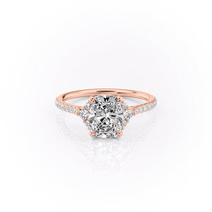 The Pave Victoria Set With A 2.5 Carat Elongated Cushion Moissanite