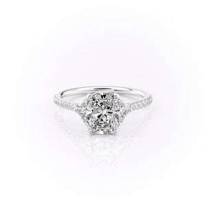 The Pave Victoria Set With A 3.5 Carat Elongated Cushion Moissanite