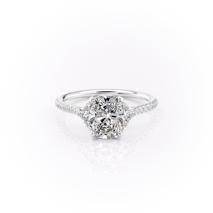 The Pave Victoria Set With A 1.5 Carat Elongated Cushion Lab Diamond