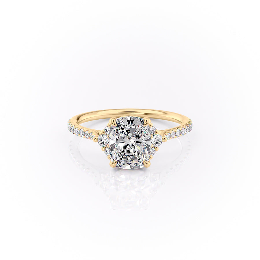 The Pave Victoria Set With A 3.5 Carat Elongated Cushion Moissanite