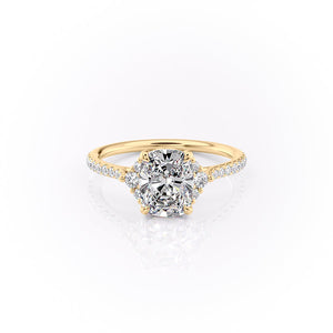 The Pave Victoria Set With A 1.5 Carat Elongated Cushion Moissanite