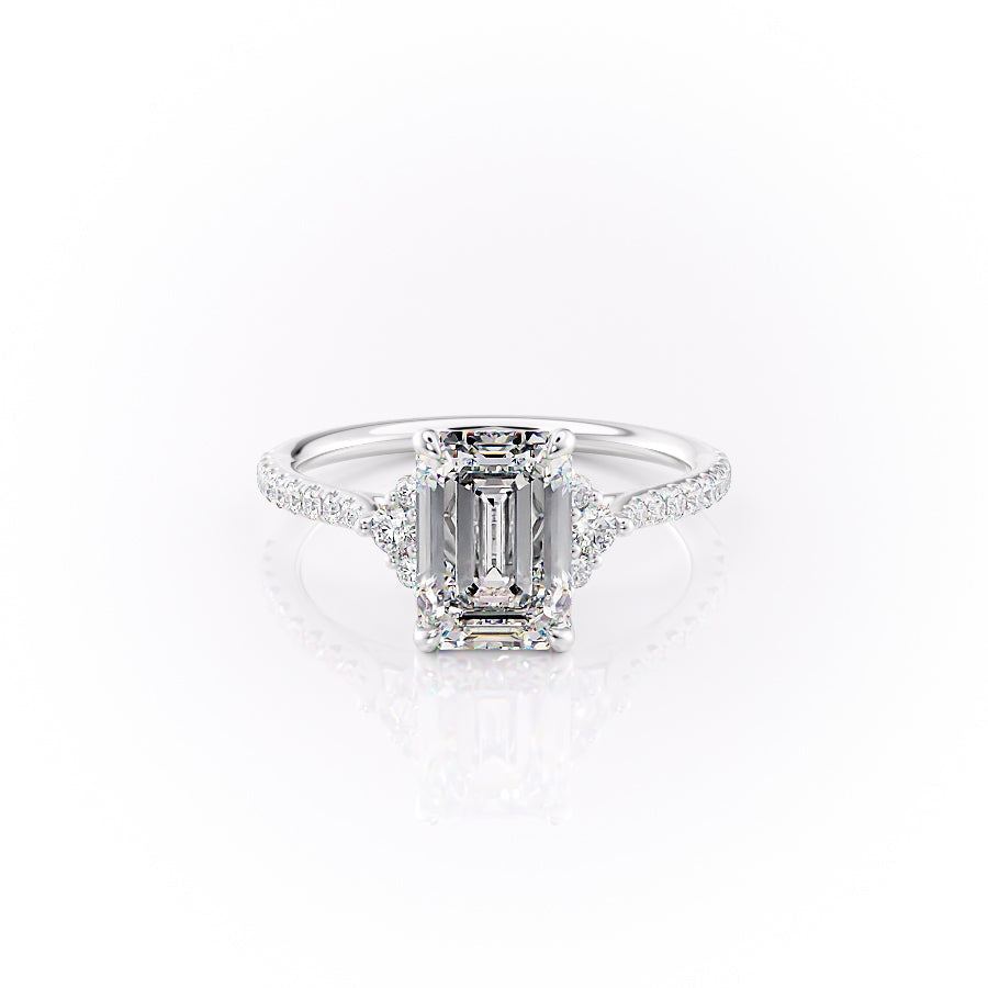 The Pave Victoria Set With A 4.5 Carat Emerald Moissanite