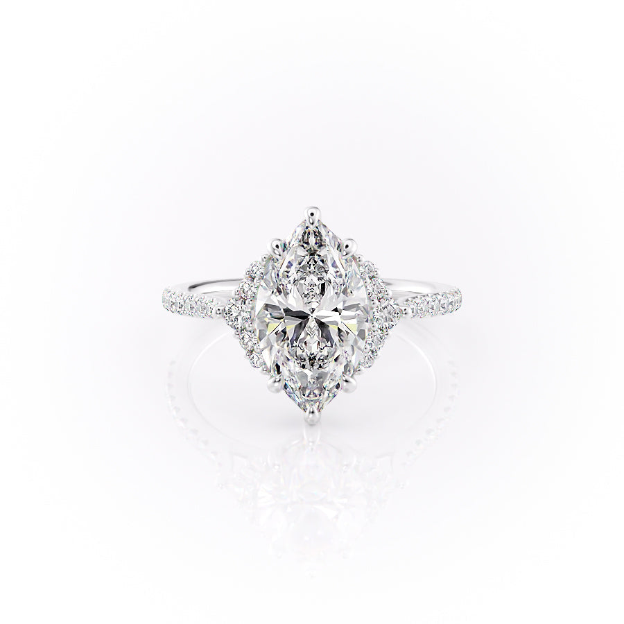 The Pave Victoria Set With A 2.5 Carat Marquise Moissanite