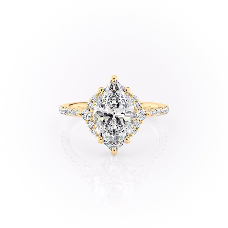 The Pave Victoria Set With A 4.5 Carat Marquise Moissanite