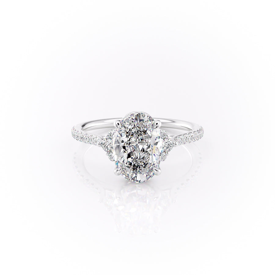 The Pave Victoria Set With A 2.5 Carat Oval Moissanite