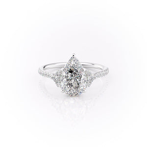The Pave Victoria Set With A 4.5 Carat Pear Moissanite