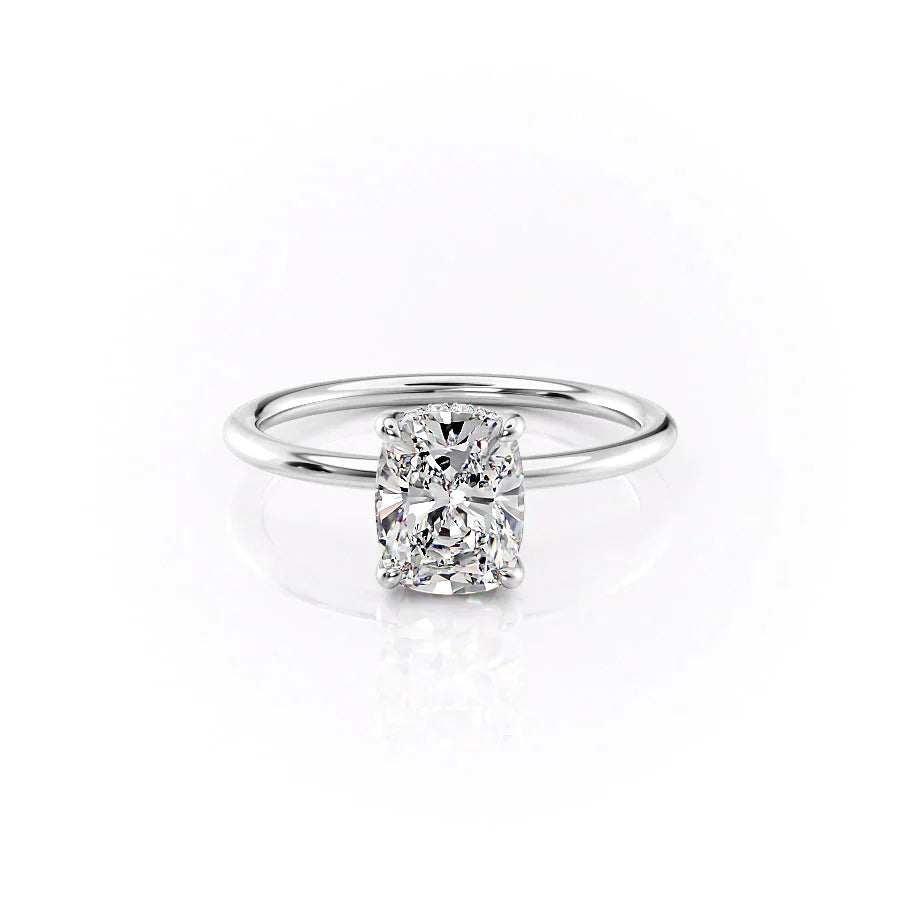 The Sarah Set With A 3.5 Carat Elongated Cushion Moissanite