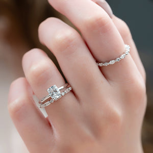 The Sarah Set With A 2 Carat Elongated Cushion Lab Diamond
