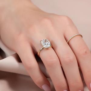 The Sarah Set With A 3 Carat Elongated Cushion Lab Diamond