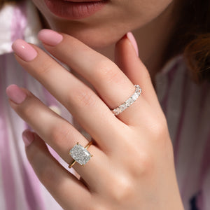 The Sarah Set With A 3 Carat Elongated Cushion Lab Diamond