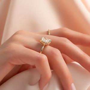 The Sarah Set With A 3 Carat Elongated Cushion Lab Diamond