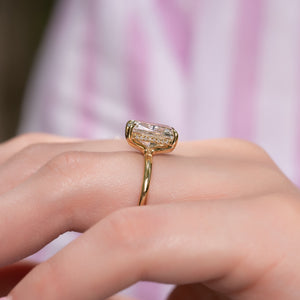 The Sarah Set With A 3 Carat Elongated Cushion Lab Diamond