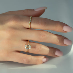 The Pave Sarah Set With A 1.5 Carat Emerald Moissanite