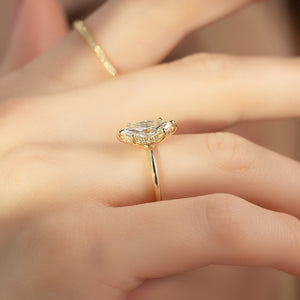 The Sarah Set With A 2.5 Carat Marquise Lab Diamond