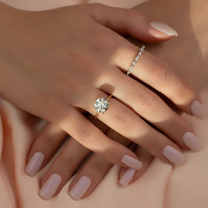 The Pave Sarah Set With A 2.5 Carat Round Moissanite