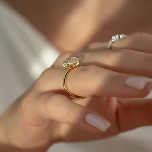 The Pave Sarah Set With A 2.5 Carat Round Moissanite