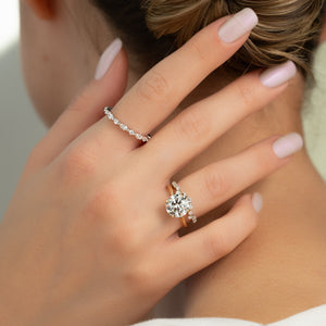 The Pave Sarah Set With A 2.5 Carat Round Moissanite