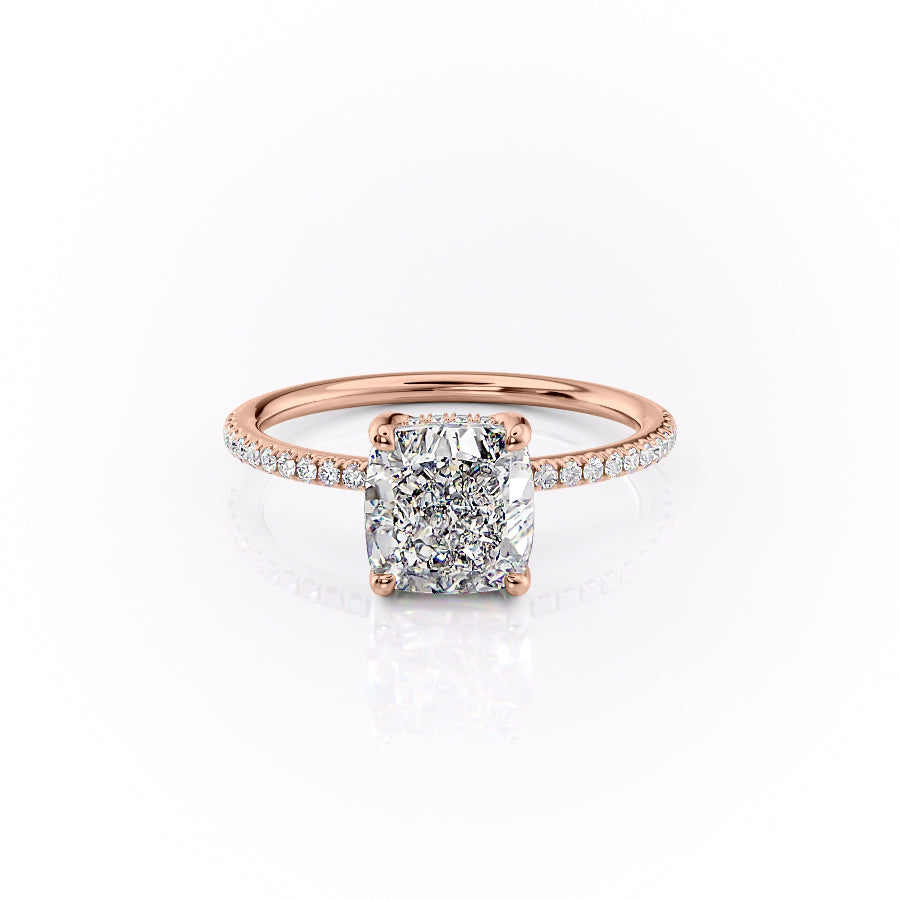 The Pave Sarah Set With A 1.5 Carat Cushion Lab Diamond