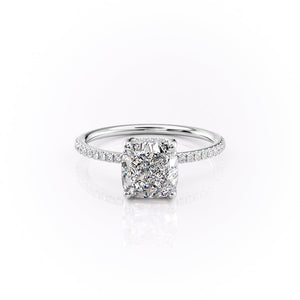 The Pave Sarah Set With A 3 Carat Cushion Lab Diamond