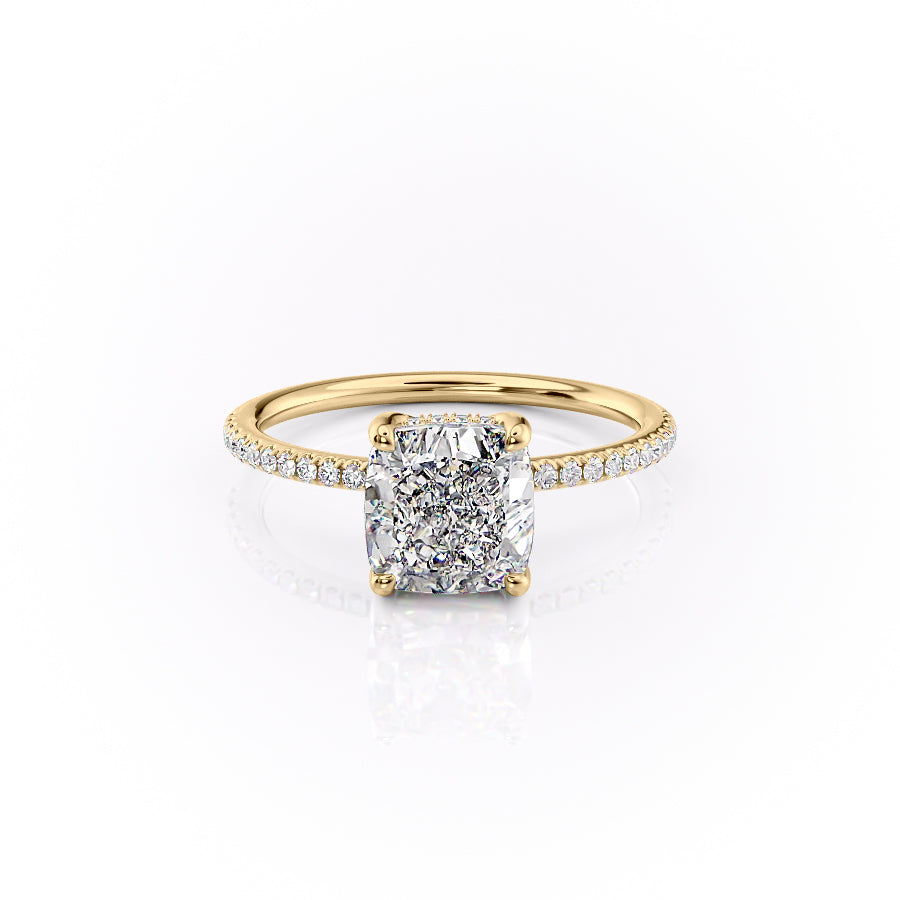 The Pave Sarah Set With A 2 Carat Cushion Lab Diamond