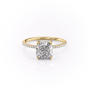 The Pave Sarah Set With A 3 Carat Cushion Lab Diamond