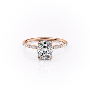 The Pave Sarah Set With A 2.5 Carat Elongated Cushion Lab Diamond