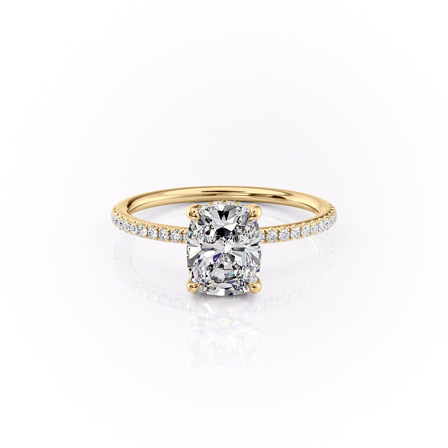 The Pave Sarah Set With A 1 Carat Elongated Cushion Lab Diamond