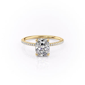 The Pave Sarah Set With A 1 Carat Elongated Cushion Lab Diamond