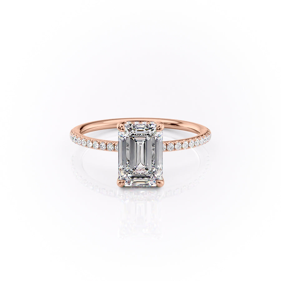 The Pave Sarah Set With A 3.5 Carat Emerald Moissanite
