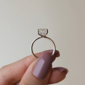 The Pave Sarah Set With A Emerald Moissanite