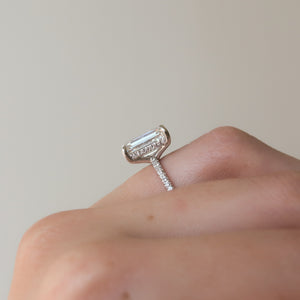 The Pave Sarah Set With A Emerald Moissanite