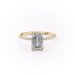 The Pave Sarah Set With A 2.5 Carat Emerald Moissanite