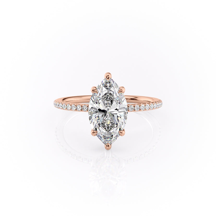 The Pave Sarah Set With A 2.5 Carat Marquise Lab Diamond