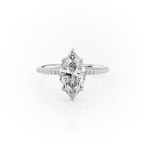 The Pave Sarah Set With A 4.5 Carat Marquise Moissanite