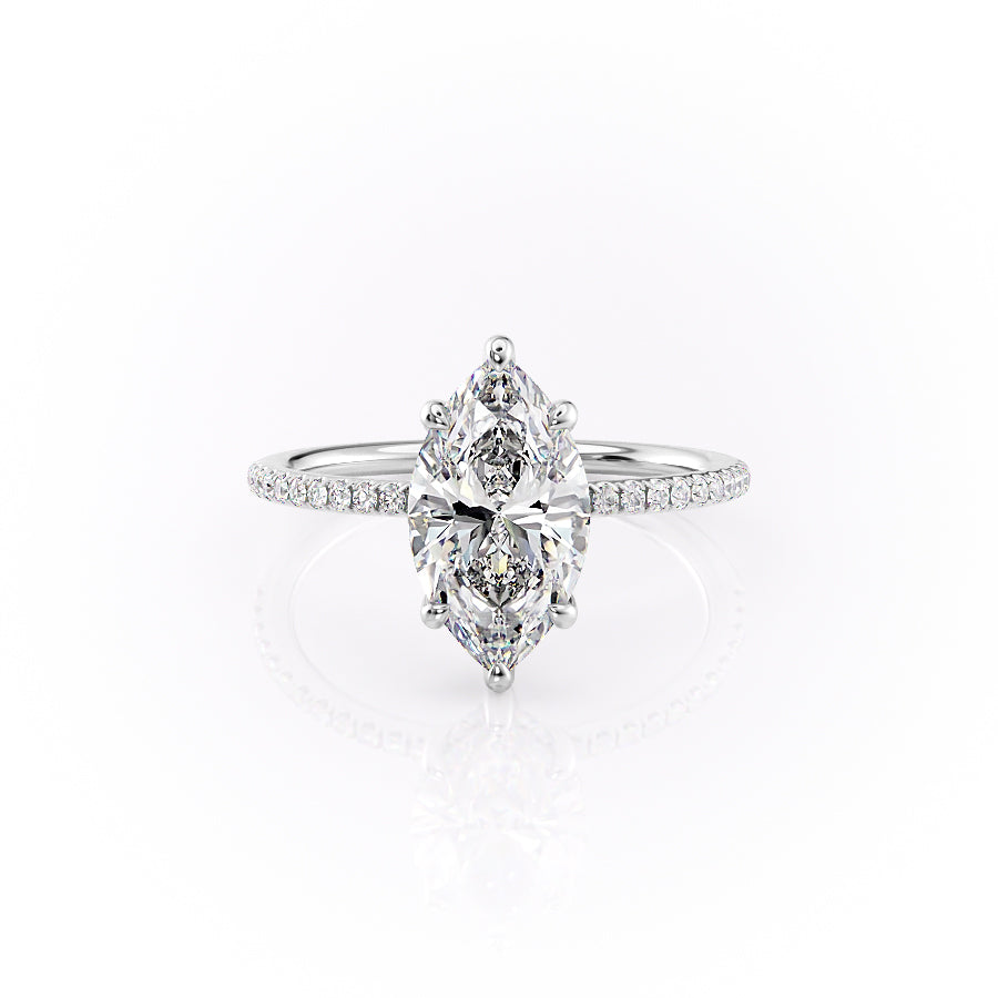 The Pave Sarah Set With A 4.5 Carat Marquise Moissanite
