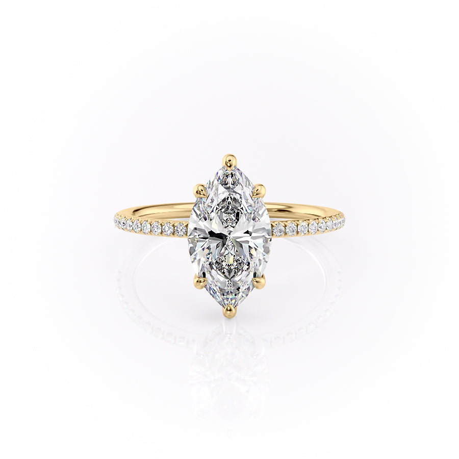 The Pave Sarah Set With A 1.5 Carat Marquise Moissanite