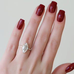 The Pave Sarah Set With A 1 Carat Marquise Lab Diamond