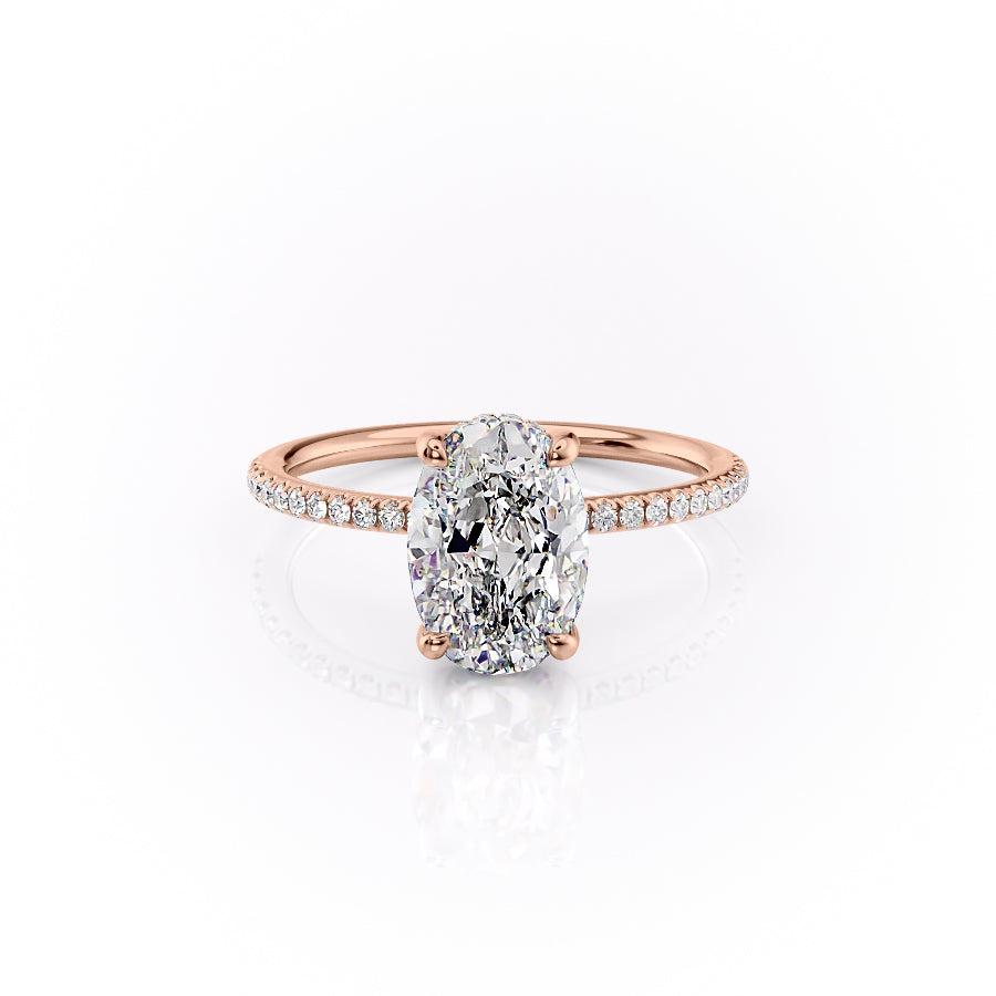 The Pave Sarah Set With A 2.5 Carat Oval Moissanite