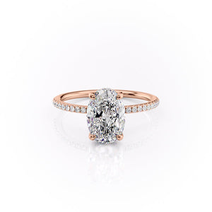 The Pave Sarah Set With A 2.5 Carat Oval Lab Diamond