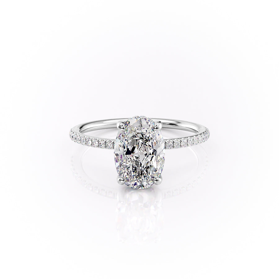 The Pave Sarah Set With A 1 Carat Oval Lab Diamond