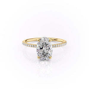 The Pave Sarah Set With A 1 Carat Oval Moissanite