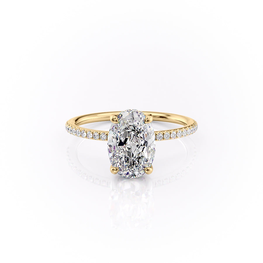 The Pave Sarah Set With A 2.5 Carat Oval Moissanite