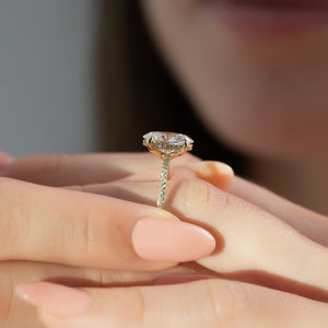 The Pave Sarah Set With A Oval Moissanite