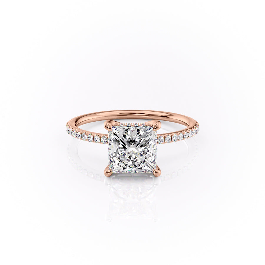 The Pave Sarah Set With A 2.5 Carat Princess Moissanite