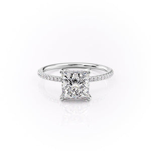 The Pave Sarah Set With A 3.5 Carat Princess Moissanite