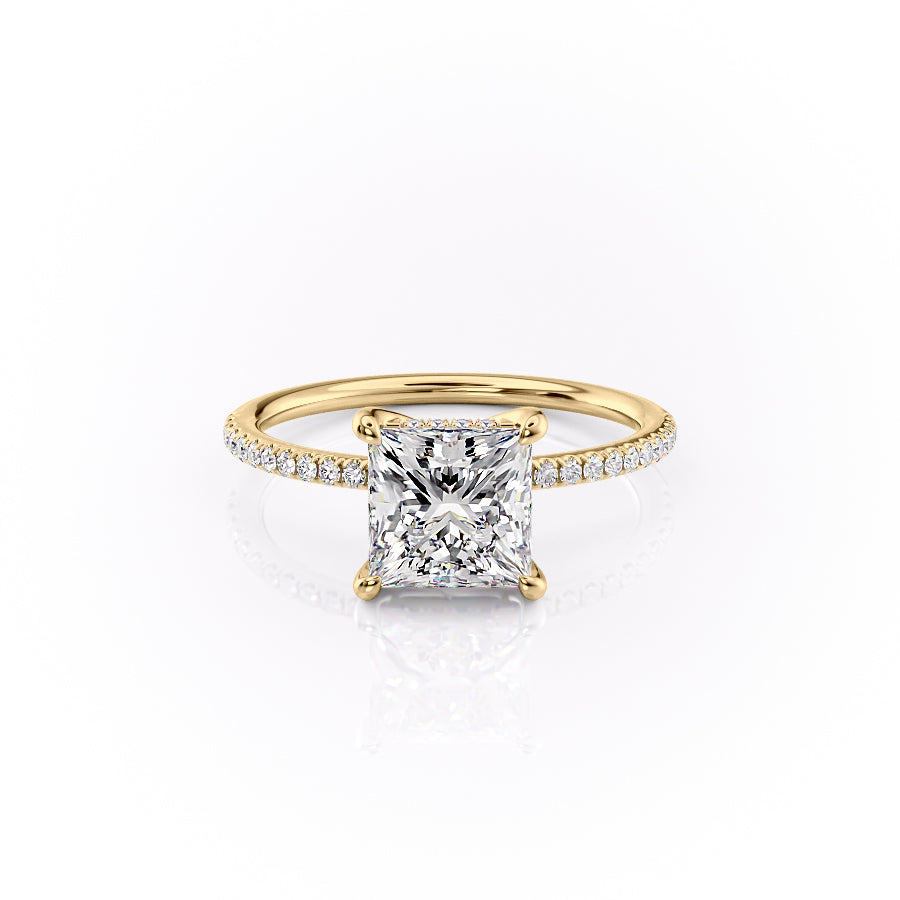 The Pave Sarah Set With A 1 Carat Princess Lab Diamond
