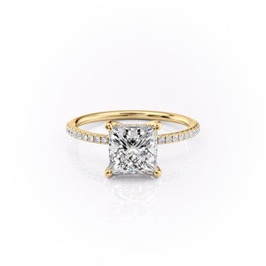 The Pave Sarah Set With A 2.5 Carat Princess Lab Diamond
