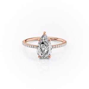 The Pave Sarah Set With A 1 Carat Pear Lab Diamond