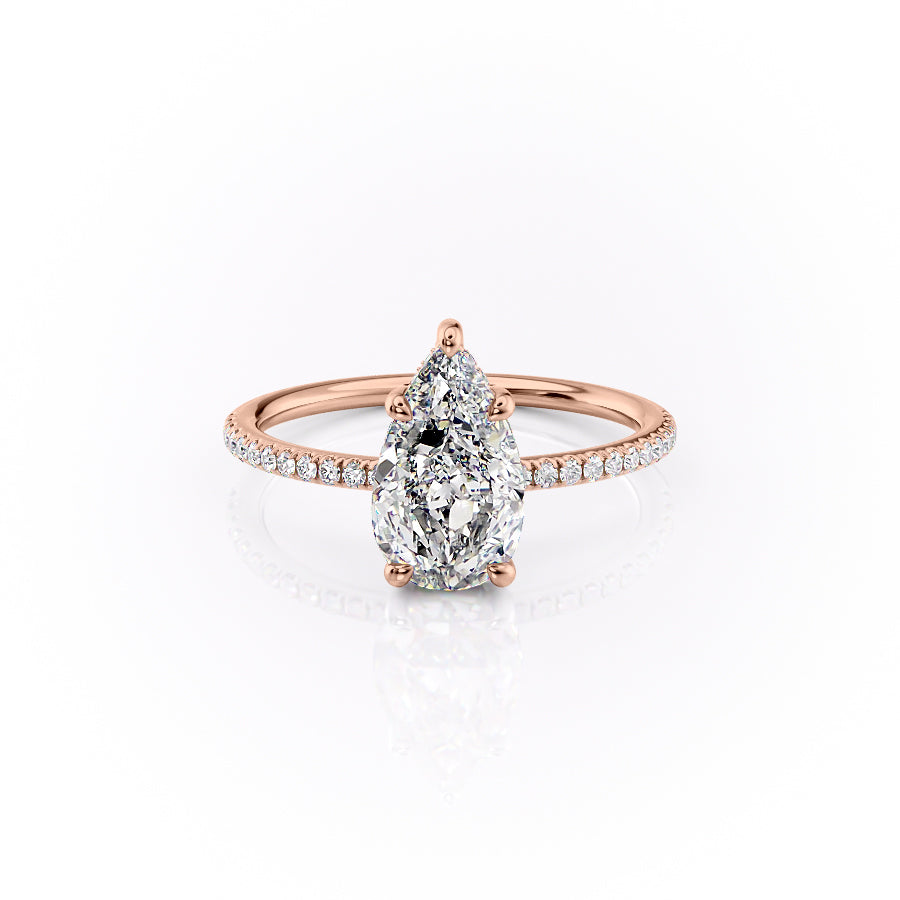 The Pave Sarah Set With A 3.5 Carat Pear Moissanite